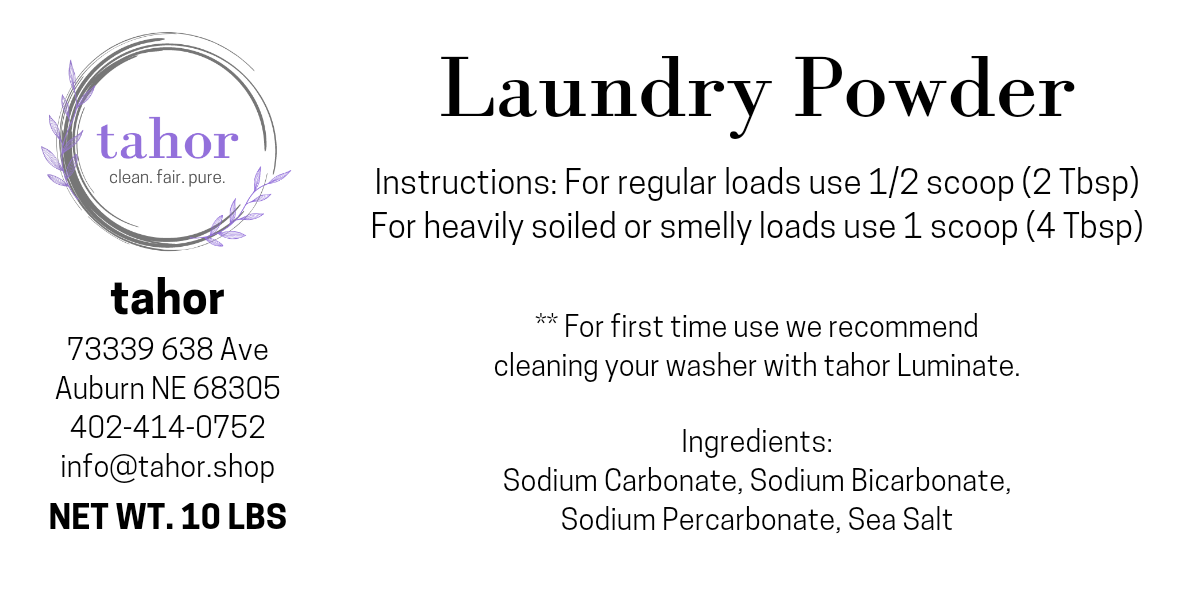 Tahor Natural Laundry Powder- 12 LB