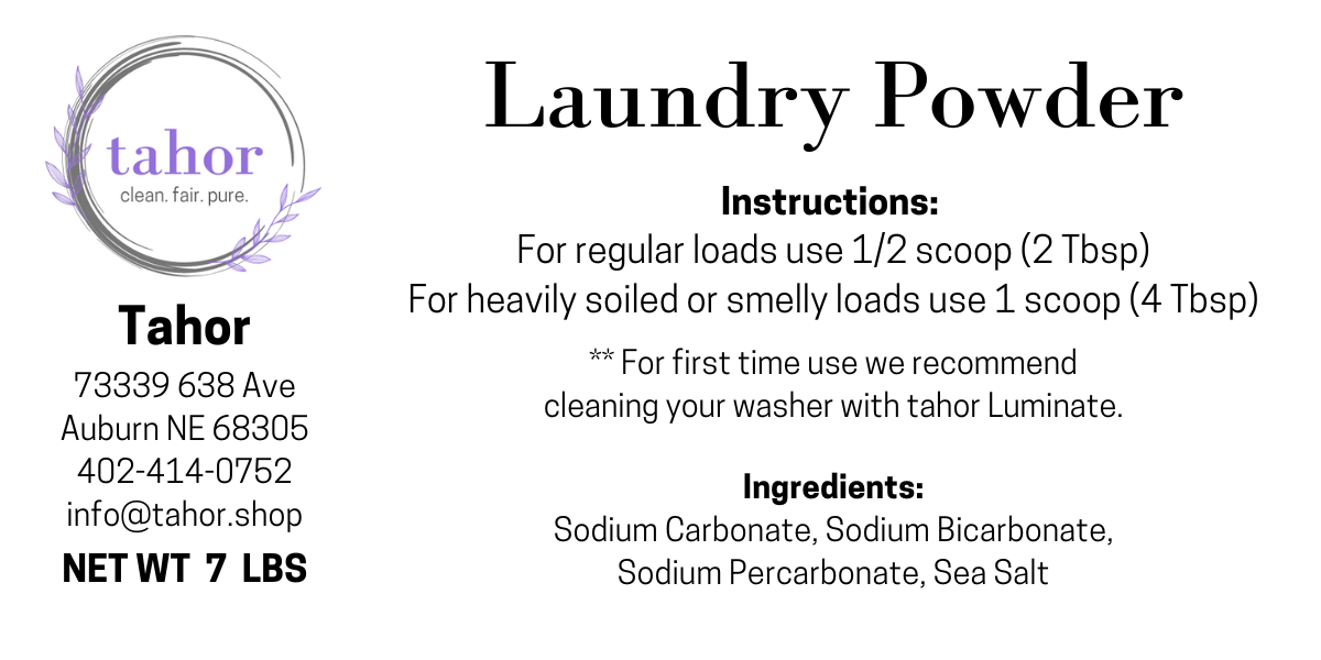 Tahor Natural Laundry Powder- 7 LB